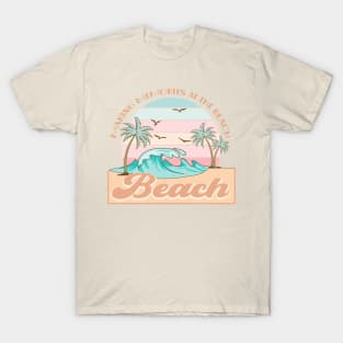 making memories at the beach; ocean; summer; vacation; palm trees; tropical; holiday; sea; beach vibes; waves; retro; vintage; waves; surf; surfing; sun; T-Shirt